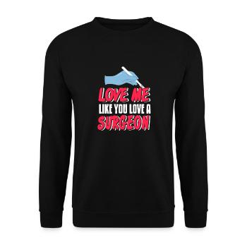 Aimez-moi comme vous aimez un chirurgien Rétro Drôle - Sweat-shirt Unisexe - noir - Devant - Alina (178cm) & Michal (187cm)