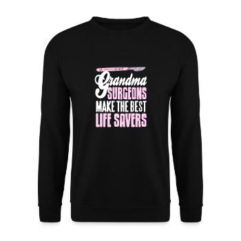 Grandma Surgeons Make The Best Life Savers Retro - Unisex Sweatshirt - black - Front - Alina (178cm) & Michal (187cm)