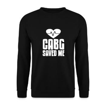 CABG Saved Me Retro Funny Surgeon Designs - Unisex Pullover - Schwarz - Vorne - Alina (178cm) & Michal (187cm)