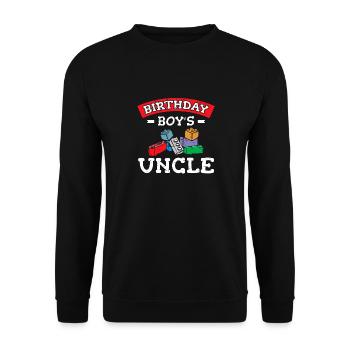 Uncle of the birthday boy Bauklötze - Unisex Sweatshirt - black - Front - Alina (178cm) & Michal (187cm)