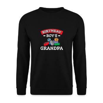 Birthday boy Grandpa building blocks - Unisex Sweatshirt - black - Front - Alina (178cm) & Michal (187cm)