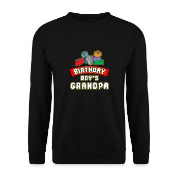 Birthday boy Grandpa building blocks - Unisex Sweatshirt - black - Front - Alina (178cm) & Michal (187cm)