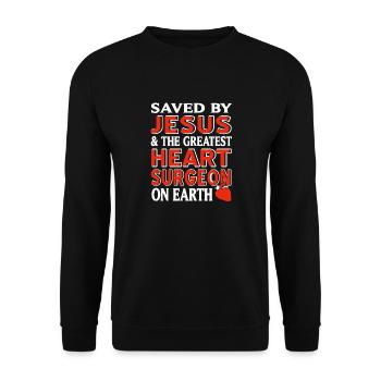 Sauvé par Jésus et le plus grand chirurgien cardiaque - Sweat-shirt Unisexe - noir - Devant - Alina (178cm) & Michal (187cm)