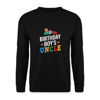 Uncle of the birthday boy Bauklötze - Unisex Sweatshirt - black - Front - Alina (178cm) & Michal (187cm)