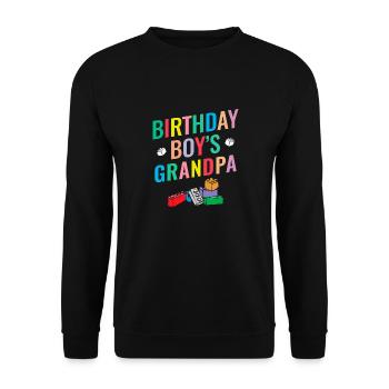 Geburtstagskind Opa Bauklötze - Unisex Pullover - Schwarz - Vorne - Alina (178cm) & Michal (187cm)
