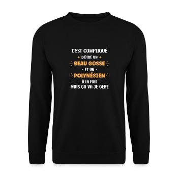 Homme beau gosse Franc Polynésien - Sweat-shirt Unisexe - noir - Devant - Alina (178cm) & Michal (187cm)