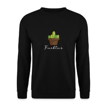 Fucktus Cactus Middle Finger Statement - Unisex Sweatshirt - black - Front - Alina (178cm) & Michal (187cm)