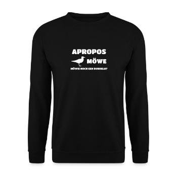 Lustiger Möwe Spruch Norddeutsch Plattdeutsch - Unisex Pullover - Schwarz - Vorne - Alina (178cm) & Michal (187cm)