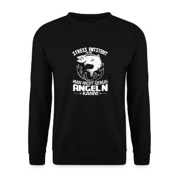 Angler Hobby Fischer Geschenk Angelsport - Unisex Pullover - Schwarz - Vorne - Alina (178cm) & Michal (187cm)