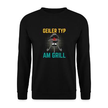 GEILER TYP AM GRILL - Unisex Pullover - Schwarz - Vorne - Alina (178cm) & Michal (187cm)