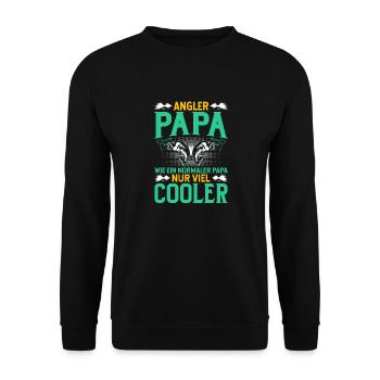 Angler Papa Wie Ein Normaler Papa - Unisex Pullover - Schwarz - Vorne - Alina (178cm) & Michal (187cm)