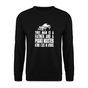 This Man Is A Father & A Piano Master Retro - Unisex Pullover - Schwarz - Vorne - Alina (178cm) & Michal (187cm)
