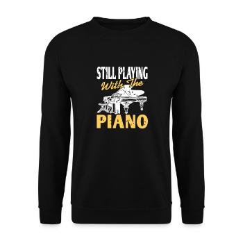 Still Playing With The Piano Retro Vintage Pianist - Unisex Sweatshirt - black - Front - Alina (178cm) & Michal (187cm)