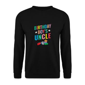 Uncle of the birthday boy Bauklötze - Unisex Sweatshirt - black - Front - Alina (178cm) & Michal (187cm)