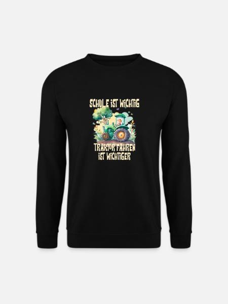 Schule ist wichtig Traktor fahren, Lusitges - Unisex Pullover - Schwarz