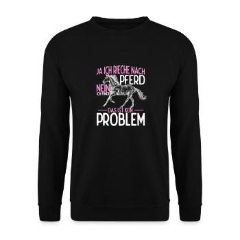 Pferd Reiten Natur Spruch Pferdegeruch Geschenk Re - Unisex Pullover - Schwarz - Vorne - Alina (178cm) & Michal (187cm)