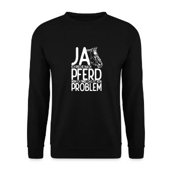 Pferd Reiten Natur Spruch Pferdegeruch Geschenk Re - Unisex Pullover - Schwarz - Vorne - Alina (178cm) & Michal (187cm)