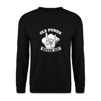 Heavy Metal Punk Rock Fan Musik Old Punks Never - Unisex Pullover - Schwarz - Vorne - Alina (178cm) & Michal (187cm)