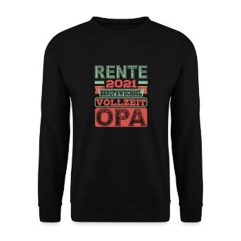 Rente 2021 Geschenk Renteneintritt Opa Großvater - Unisex Pullover - Schwarz - Vorne - Alina (178cm) & Michal (187cm)