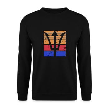 Retro Vintage Poseidon's Trident Mythological - Unisex Sweatshirt - black - Front - Alina (178cm) & Michal (187cm)