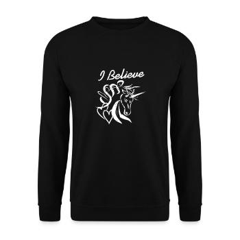I Believe Cool Retro Unicorn Mythology Designs - Unisex Sweatshirt - black - Front - Alina (178cm) & Michal (187cm)