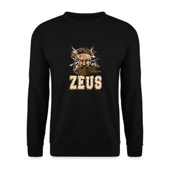 ZEUS Dieu De la Foudre Rétro Mythologique Grecque - Sweat-shirt Unisexe - noir - Devant - Alina (178cm) & Michal (187cm)
