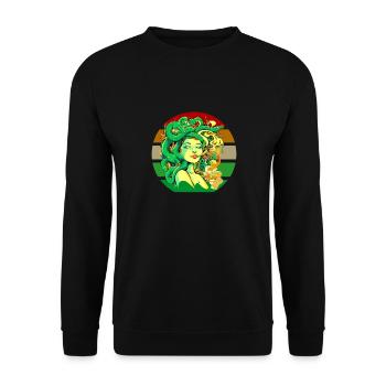 Rétro Vintage Méduse Dessins Mythologiques Grecs - Sweat-shirt Unisexe - noir - Devant - Alina (178cm) & Michal (187cm)