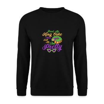 Feed Me King Cake And Tell Me I'm Pretty Mardi Gra - Unisex Sweatshirt - black - Front - Alina (178cm) & Michal (187cm)