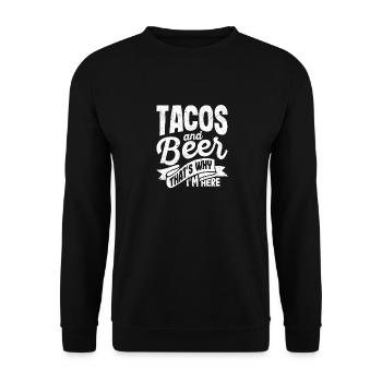 Tacos Bier Warum ich hier bin Kneipe Cinco De Mayo - Unisex Pullover - Schwarz - Vorne - Alina (178cm) & Michal (187cm)