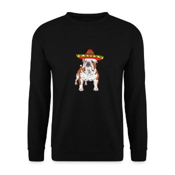 English Bulldog wears Sombrero Cinco De Mayo - Unisex Sweatshirt - black - Front - Alina (178cm) & Michal (187cm)