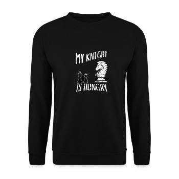 MY KNIGHT IS HUNGRY - Unisex Pullover - Schwarz - Vorne - Alina (178cm) & Michal (187cm)