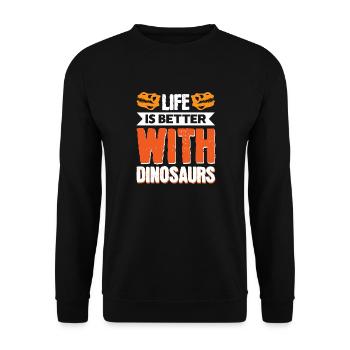 Life Is Better With Dinosaurs - Unisex Sweatshirt - black - Front - Alina (178cm) & Michal (187cm)