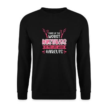 Some of the worst mistakes in my life were - Unisex Sweatshirt - black - Front - Alina (178cm) & Michal (187cm)