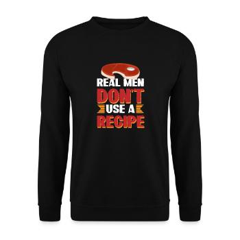Echte Männer verwenden kein Rezept - Unisex Pullover - Schwarz - Vorne - Alina (178cm) & Michal (187cm)