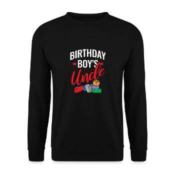 Uncle of the birthday boy Bauklötze - Unisex Sweatshirt - black - Front - Alina (178cm) & Michal (187cm)