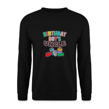 Uncle of the birthday boy Bauklötze - Unisex Sweatshirt - black - Front - Alina (178cm) & Michal (187cm)