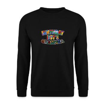 Birthday Kids Grandma Building Blocks - Unisex Sweatshirt - black - Front - Alina (178cm) & Michal (187cm)