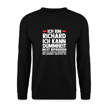 Richard - Unisex Pullover - Schwarz - Vorne - Alina (178cm) & Michal (187cm)