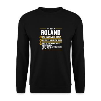 Roland - Unisex Pullover - Schwarz - Vorne - Alina (178cm) & Michal (187cm)