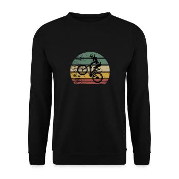 Vintage Fahrrad Bmx Stunts Jumper - Unisex Pullover - Schwarz - Vorne - Alina (178cm) & Michal (187cm)