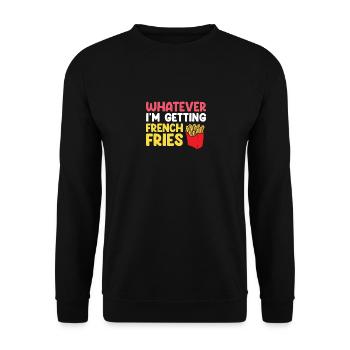 Français Frites Drôles de patates douces Frites Restauration rapide - Sweat-shirt Unisexe - noir - Devant - Alina (178cm) & Michal (187cm)