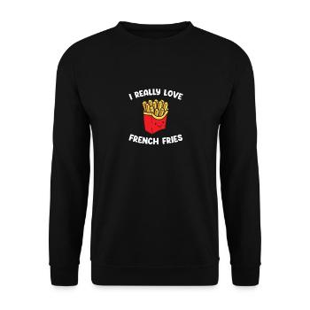 Français Frites Drôles de patates douces Frites Restauration rapide - Sweat-shirt Unisexe - noir - Devant - Alina (178cm) & Michal (187cm)
