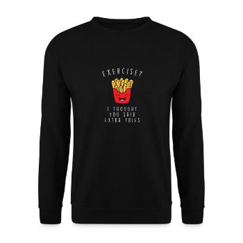 Français Frites Drôles de patates douces Frites Restauration rapide - Sweat-shirt Unisexe - noir - Devant - Alina (178cm) & Michal (187cm)