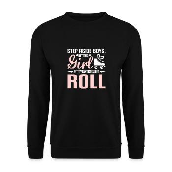 Laissez cette fille vous montrer comment faire du roller - Sweat-shirt Unisexe - noir - Devant - Alina (178cm) & Michal (187cm)