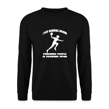 Handballteam Handball Handballfan Handballspieler - Unisex Pullover - Schwarz - Vorne - Alina (178cm) & Michal (187cm)