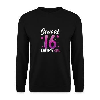 Sweet 16 BIRTHDAY GIRL - Unisex Pullover - Schwarz - Vorne - Alina (178cm) & Michal (187cm)
