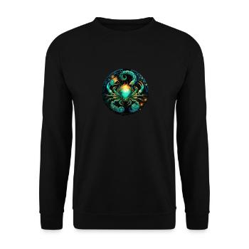 Tragen Sie Ihr astrologisches Sternzeichen mit Stolz: Krebs - Unisex Pullover - Schwarz - Vorne - Alina (178cm) & Michal (187cm)