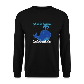 Blauer Karneval Wal - Unisex Pullover - Schwarz - Vorne - Alina (178cm) & Michal (187cm)