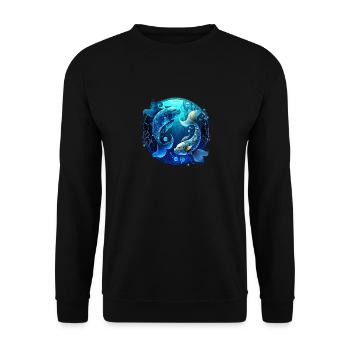 Tragen Sie Ihr astrologisches Sternzeichen mit Stolz: Fische - Unisex Pullover - Schwarz - Vorne - Alina (178cm) & Michal (187cm)