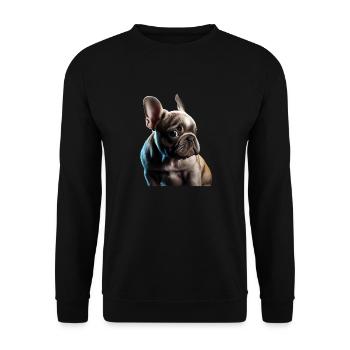 French Bulldog Frenchie Französische Bulldogge - Unisex Sweatshirt - black - Front - Alina (178cm) & Michal (187cm)